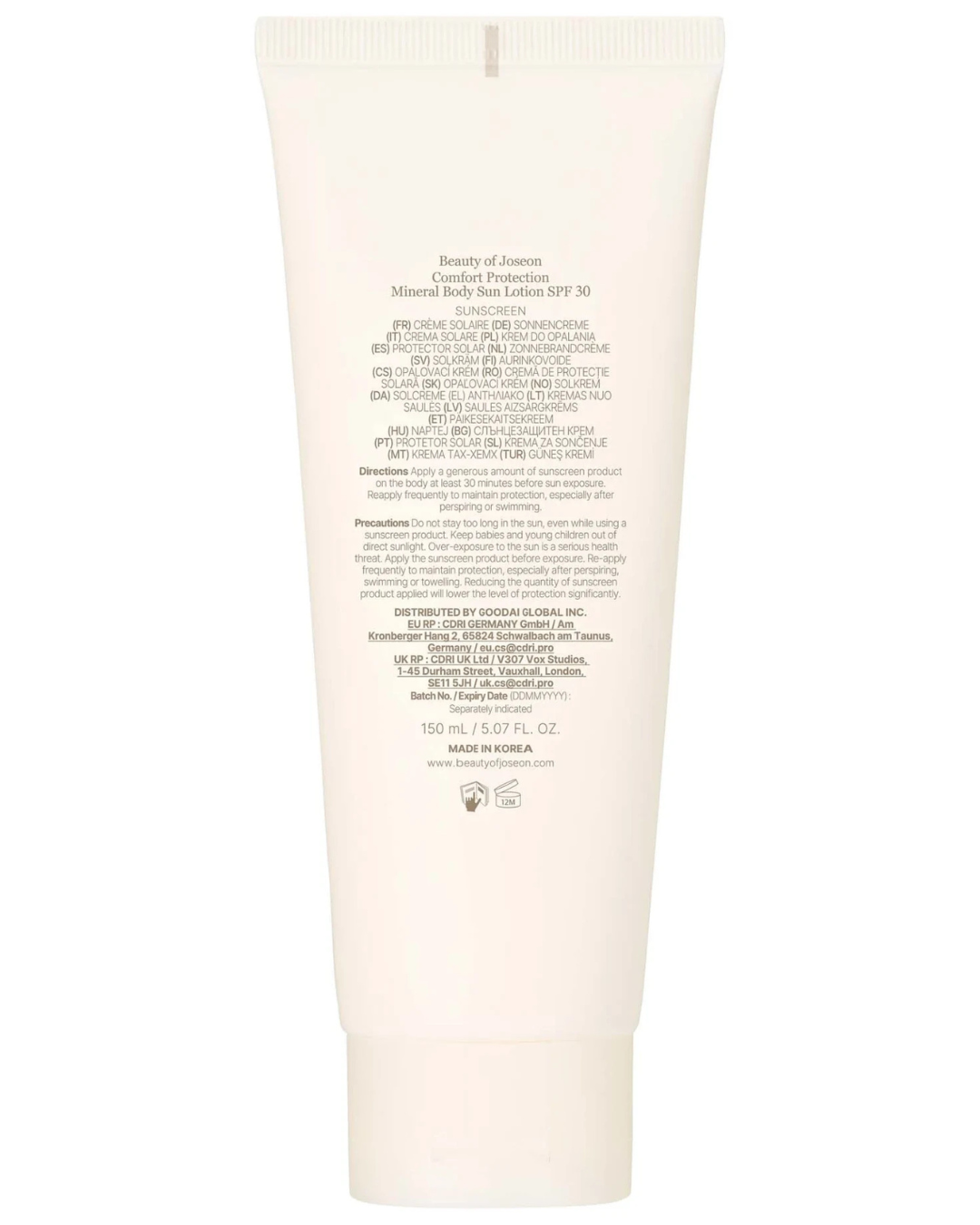 Beauty of Joseon Comfort Protection Mineral Face & Body Sun Lotion SPF30 15 ml