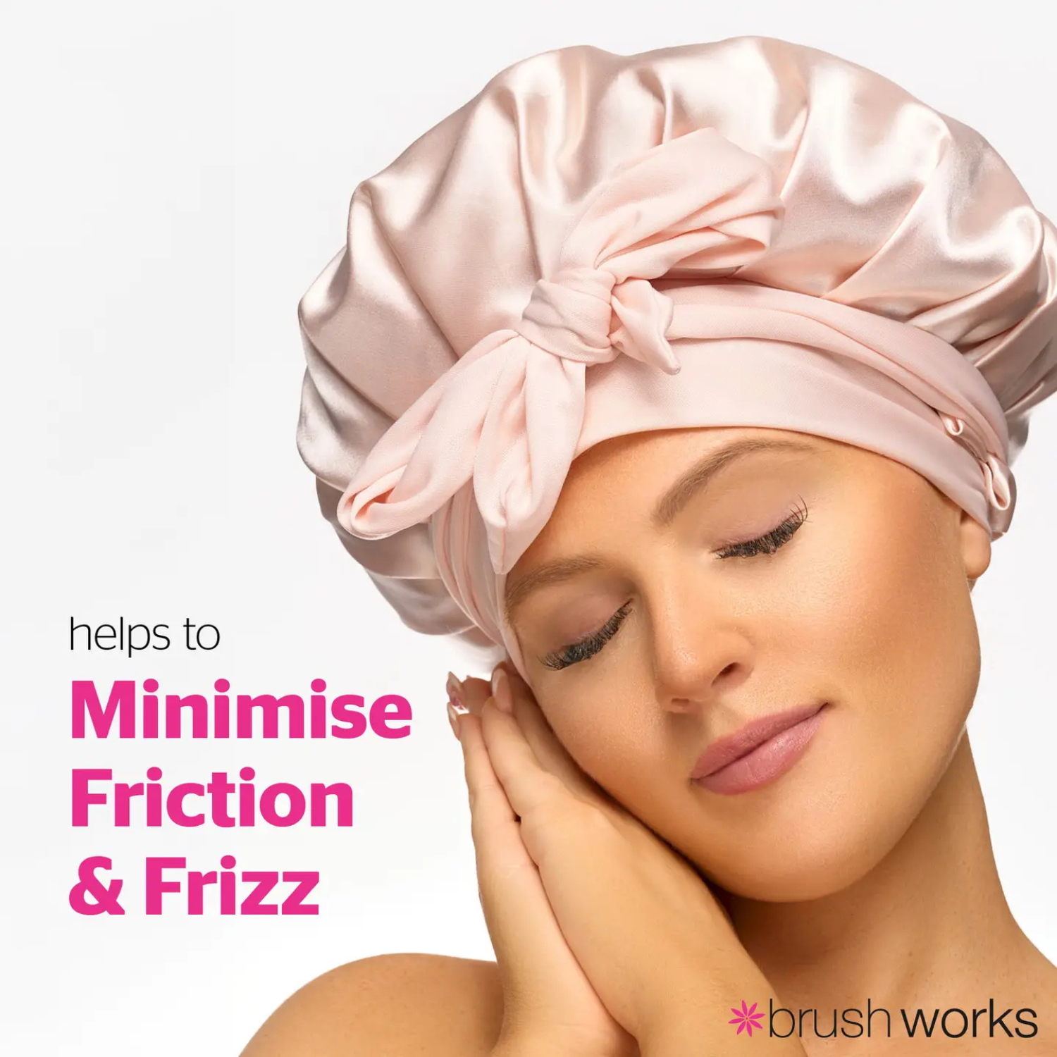 Brushworks Double Layer Satin Hair Bonnet - Ballet Pink