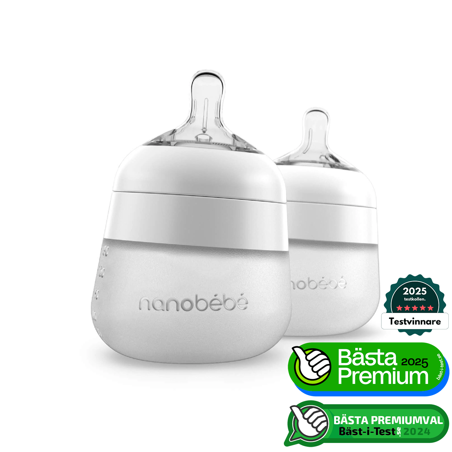 Nanobébé Flexy silikonflaska Anti-kolik 150 ml Vit 2st