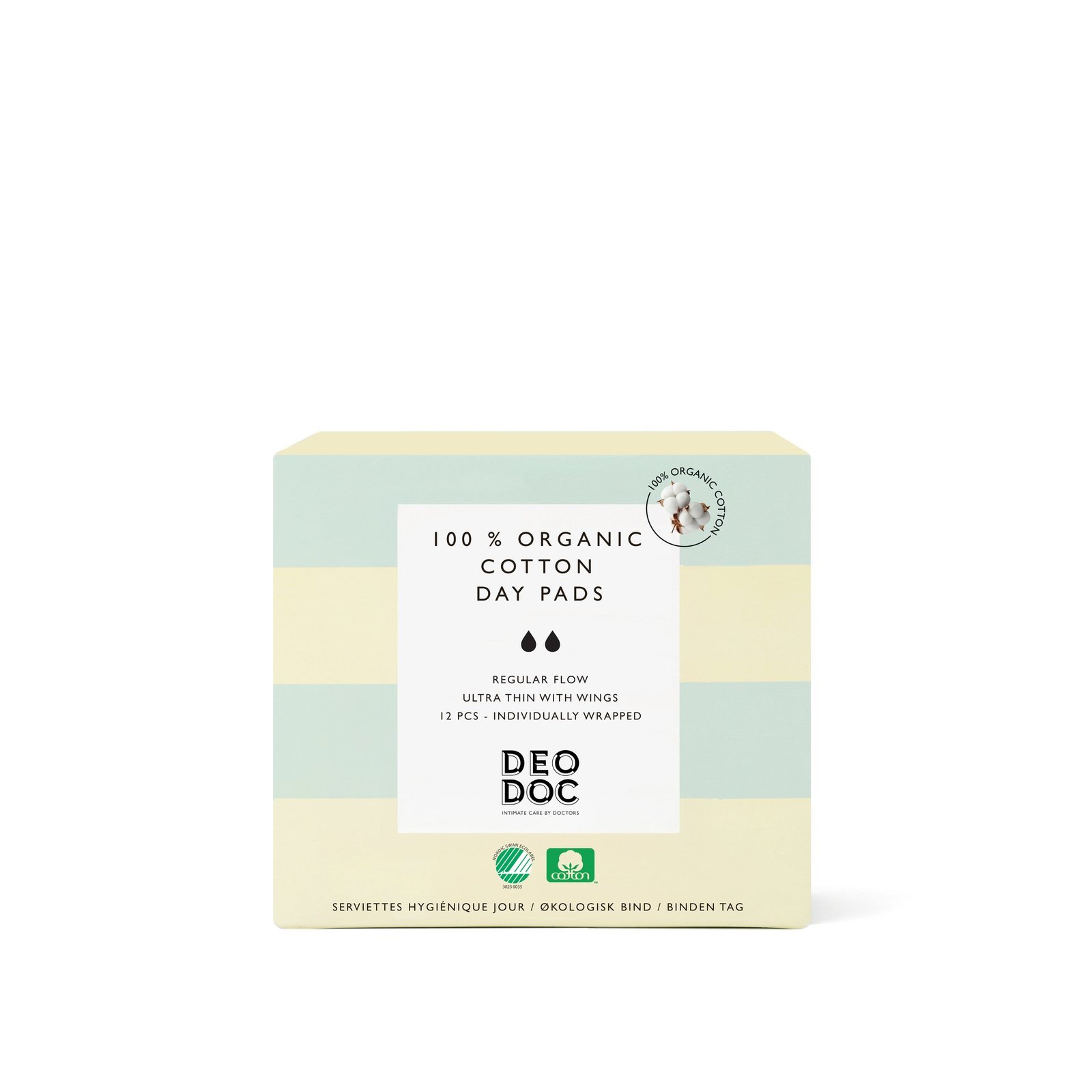 DeoDoc Organic Cotton Day Pad 12 st