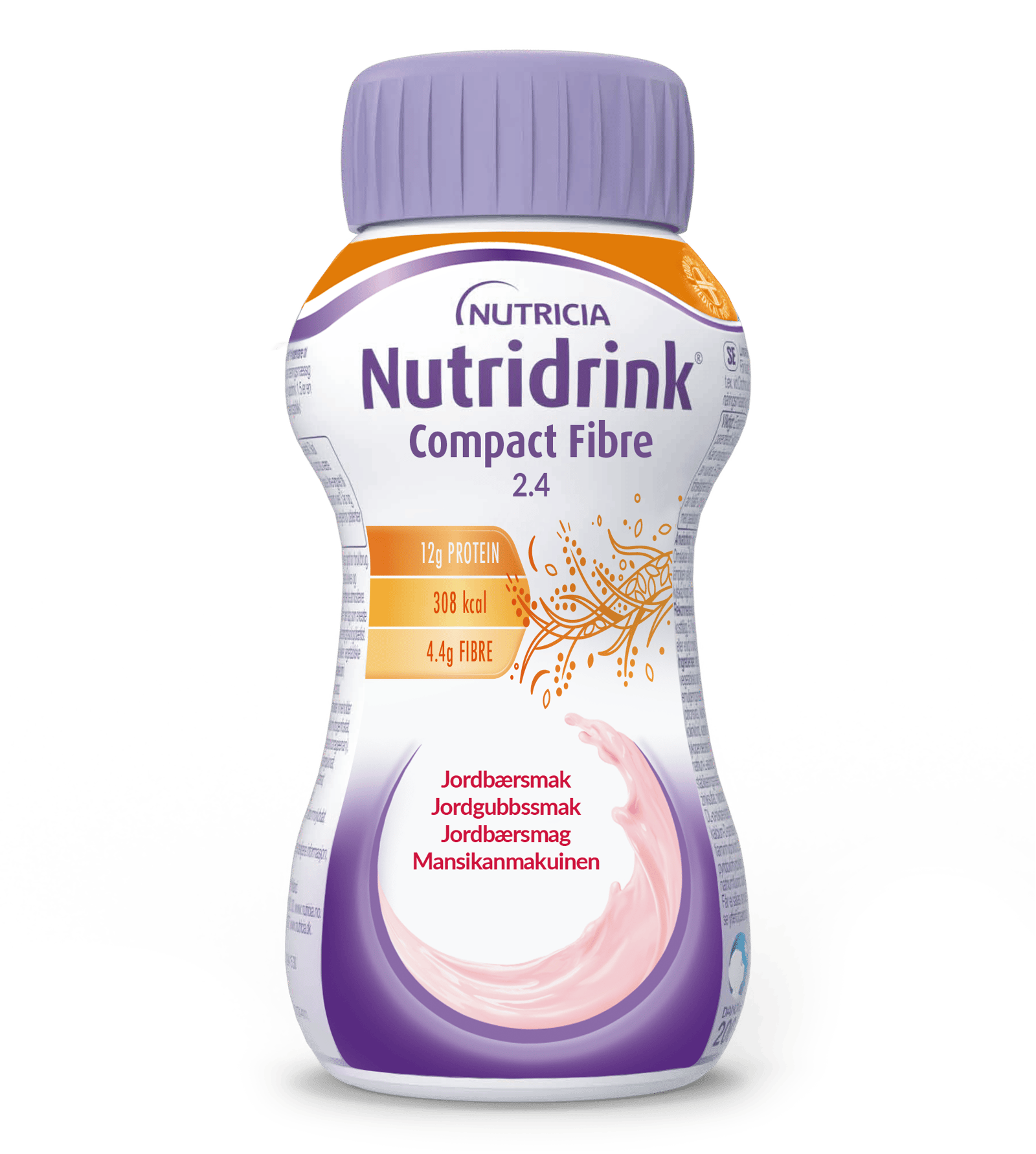 Nutridrink Compact Fiber Jordgubbsmak 4 x 125 ml