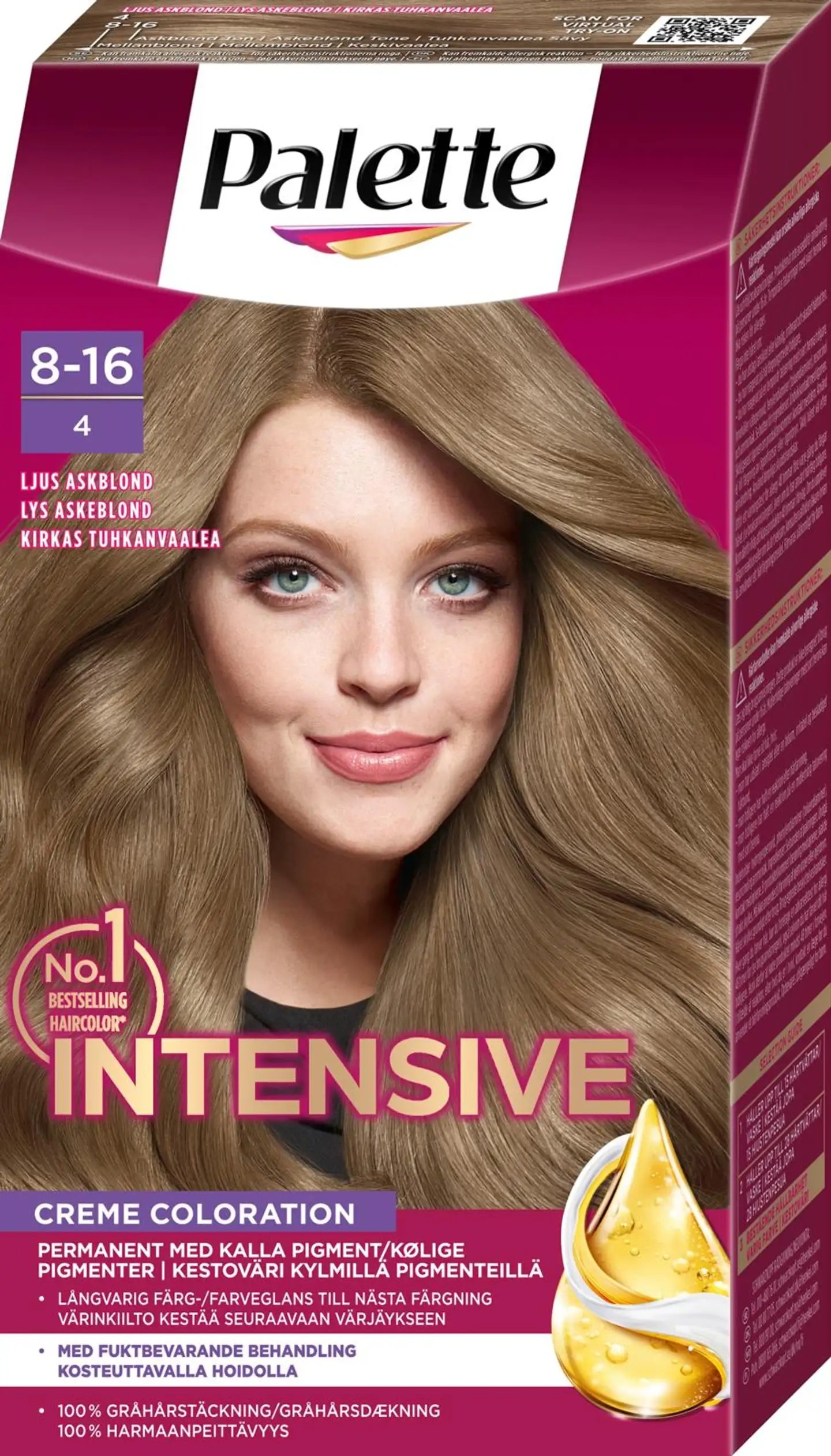 Palette Intensive Creme Coloration 8-16 Ljus Askblond