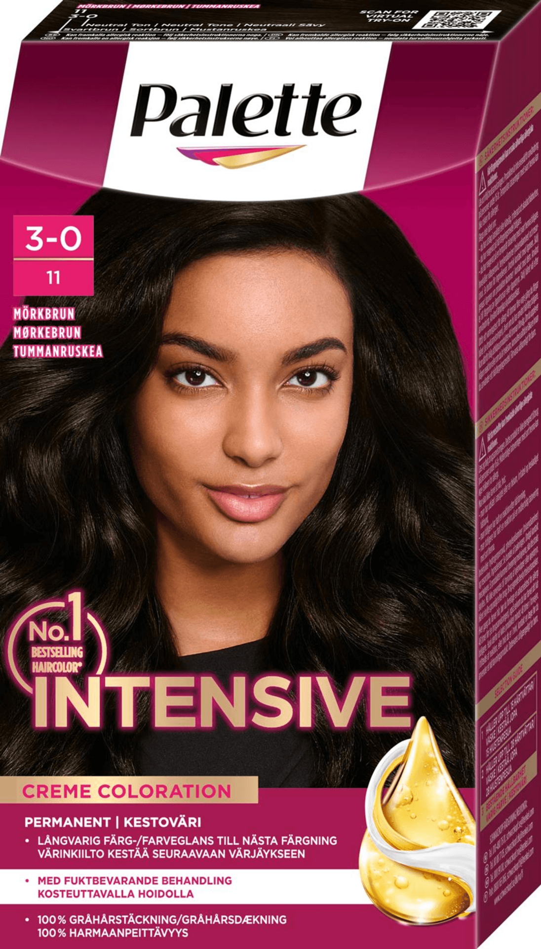 Palette Intensive Creme Coloration 3-0 Mörkbrun