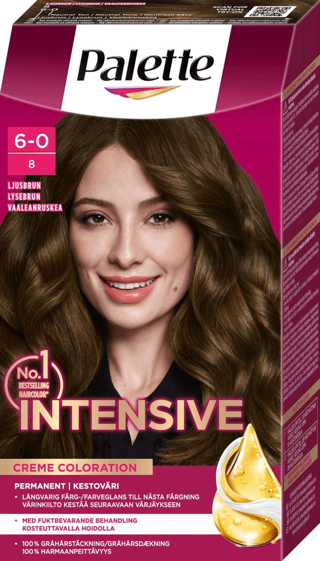 Palette Intensive Creme Coloration 6-0 Ljusbrun