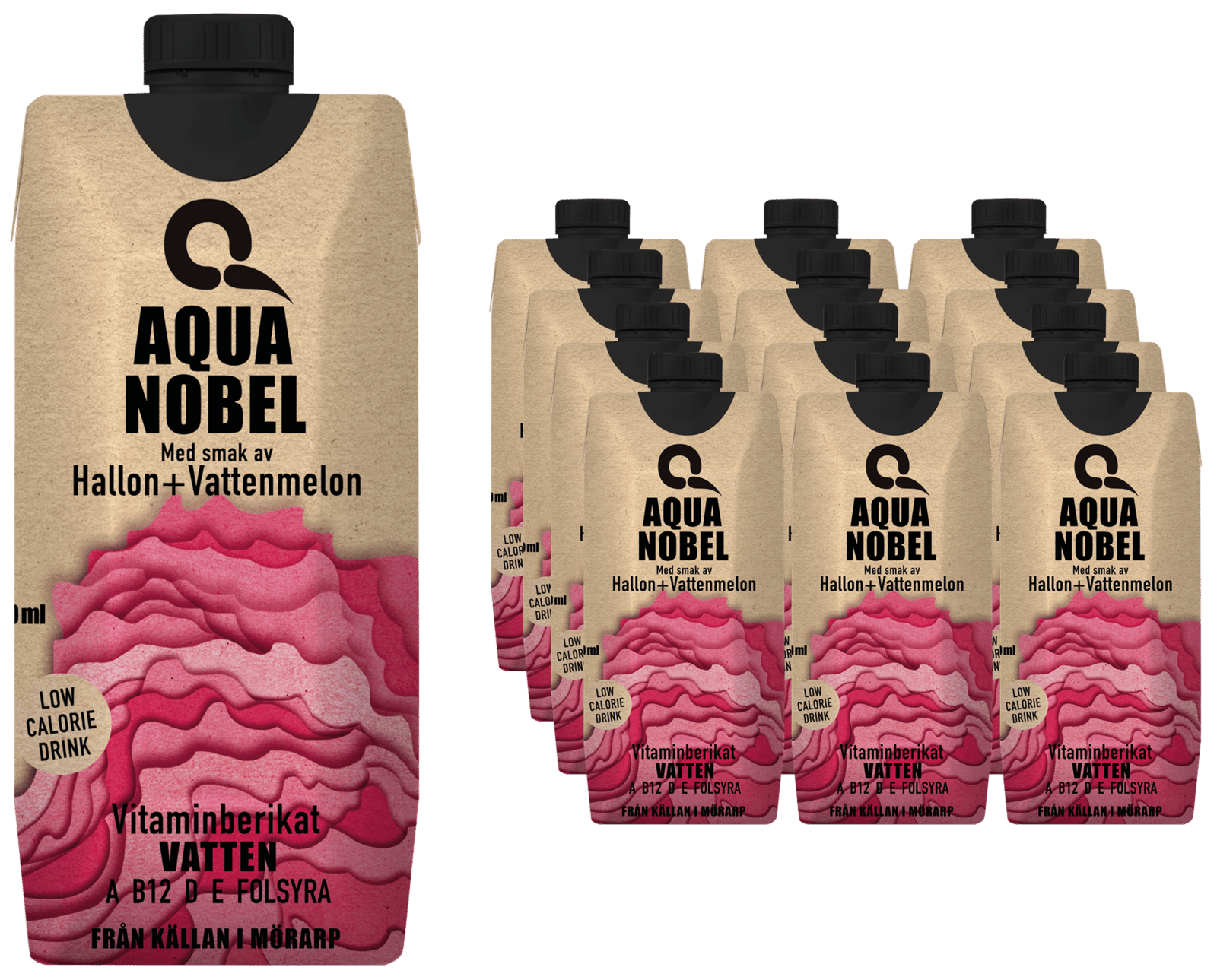 Aqua Nobel Vitaminvatten Hallon & Vattenmelon 12-pack