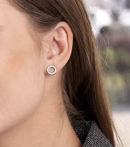 Blomdahl Örhängen NT Brilliance Puck Hollow 10 mm Crystal 1 par