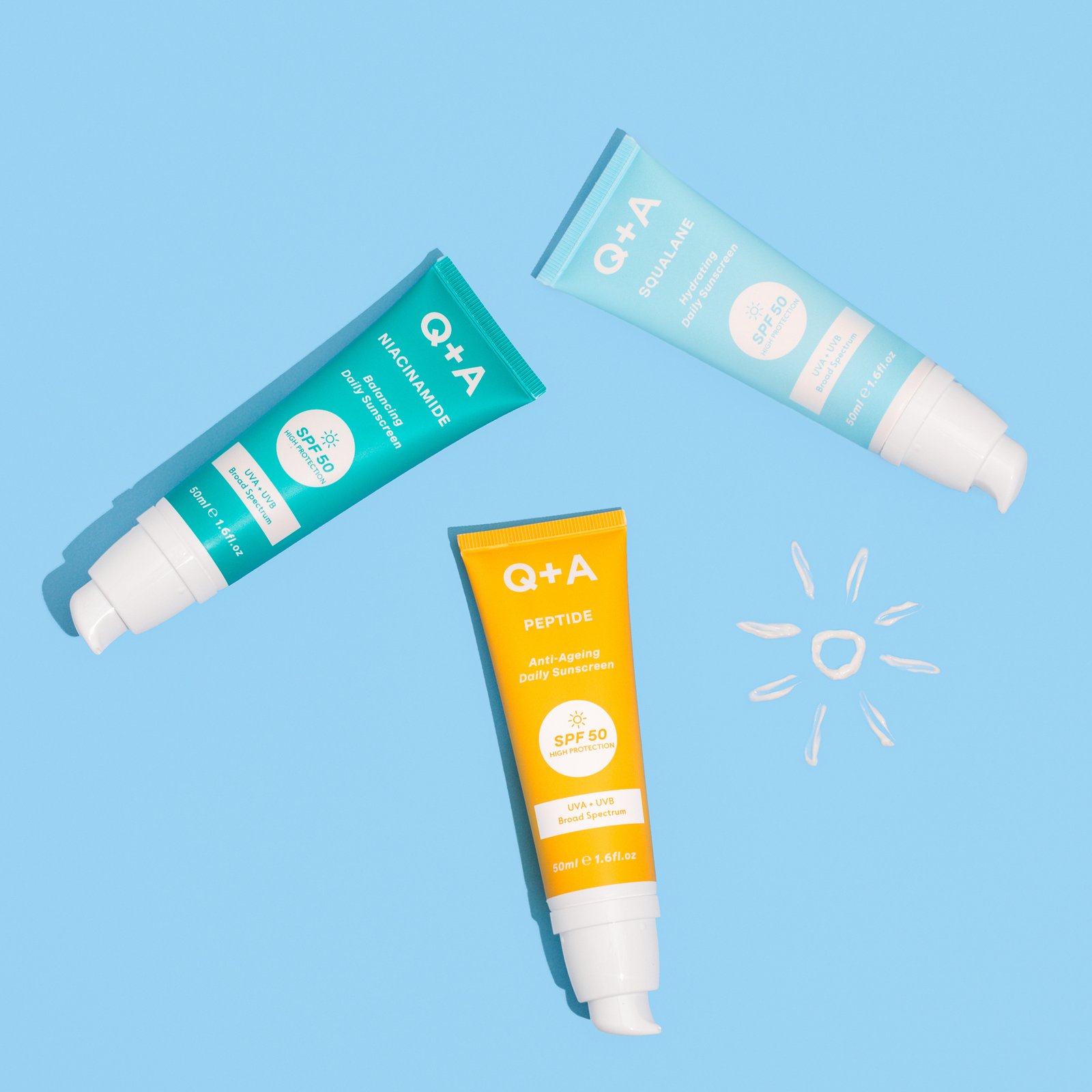 Q+A Peptide SPF50 Renewing Face Sunscreen 50 ml