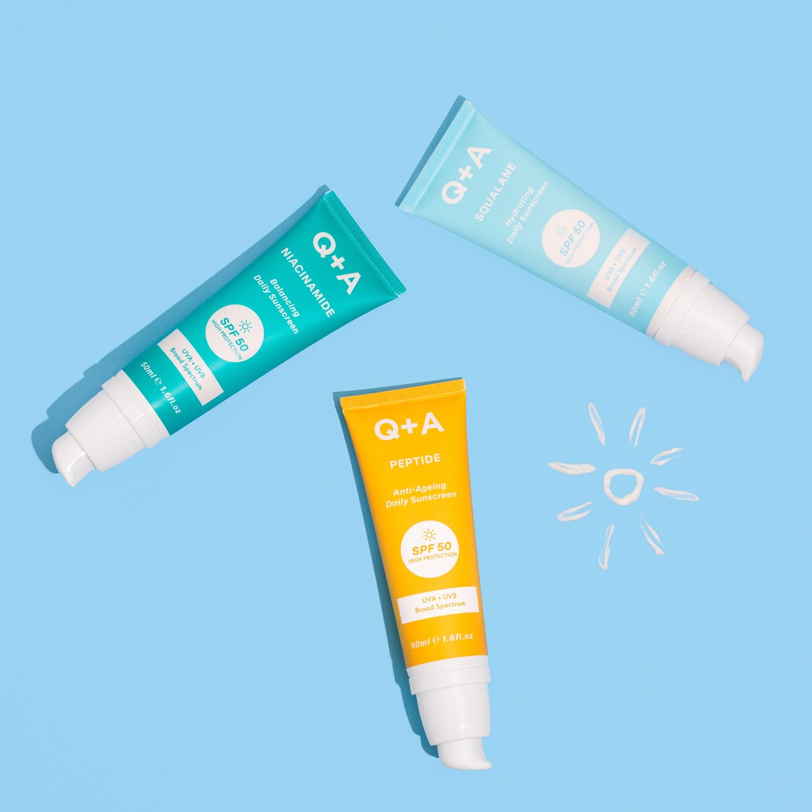 Q+A Peptide SPF50 Renewing Face Sunscreen 50 ml