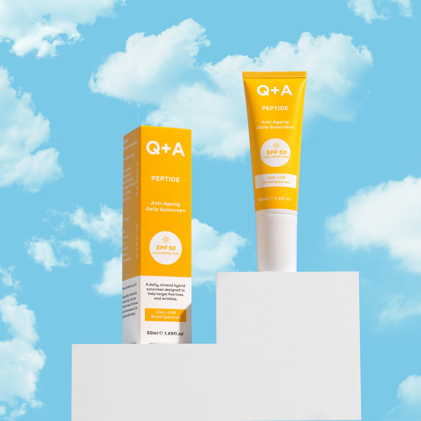 Q+A Peptide SPF50 Renewing Face Sunscreen 50 ml