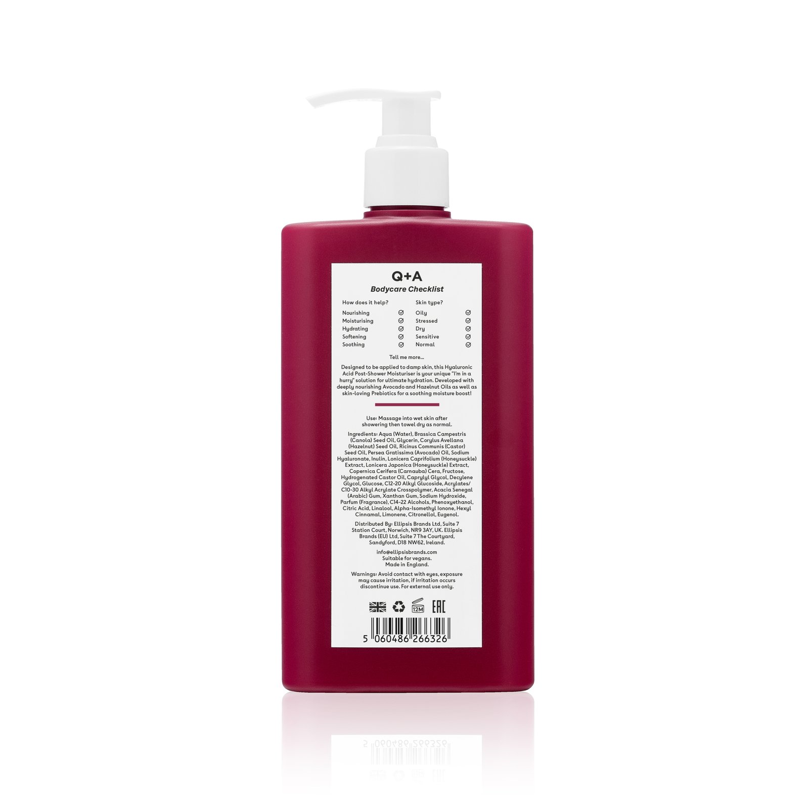Q+A Hyaluronic Acid Post-Shower Moisturiser 250ml