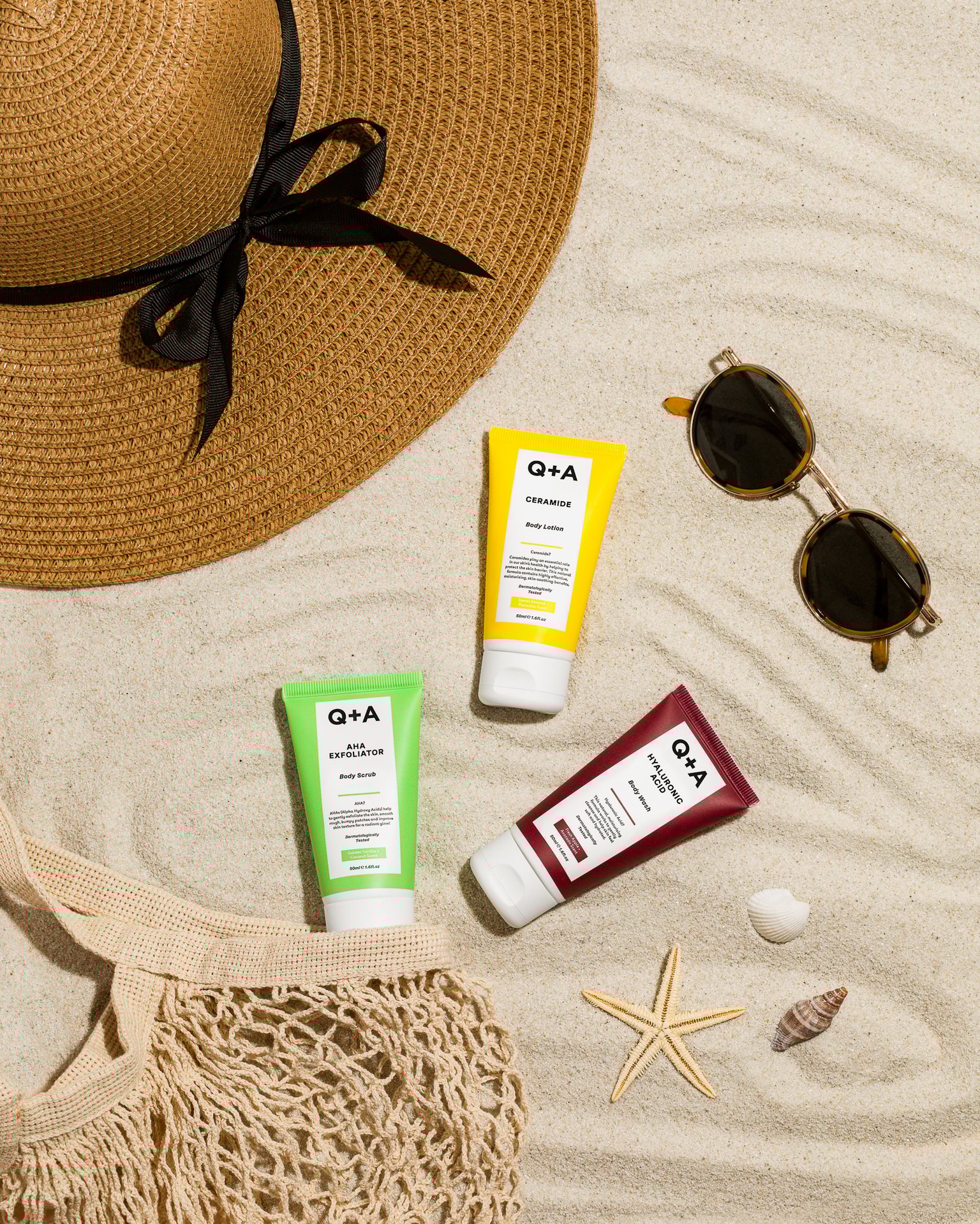 Q+A AHA Exfoliator Body Scrub Travel Size 50 ml