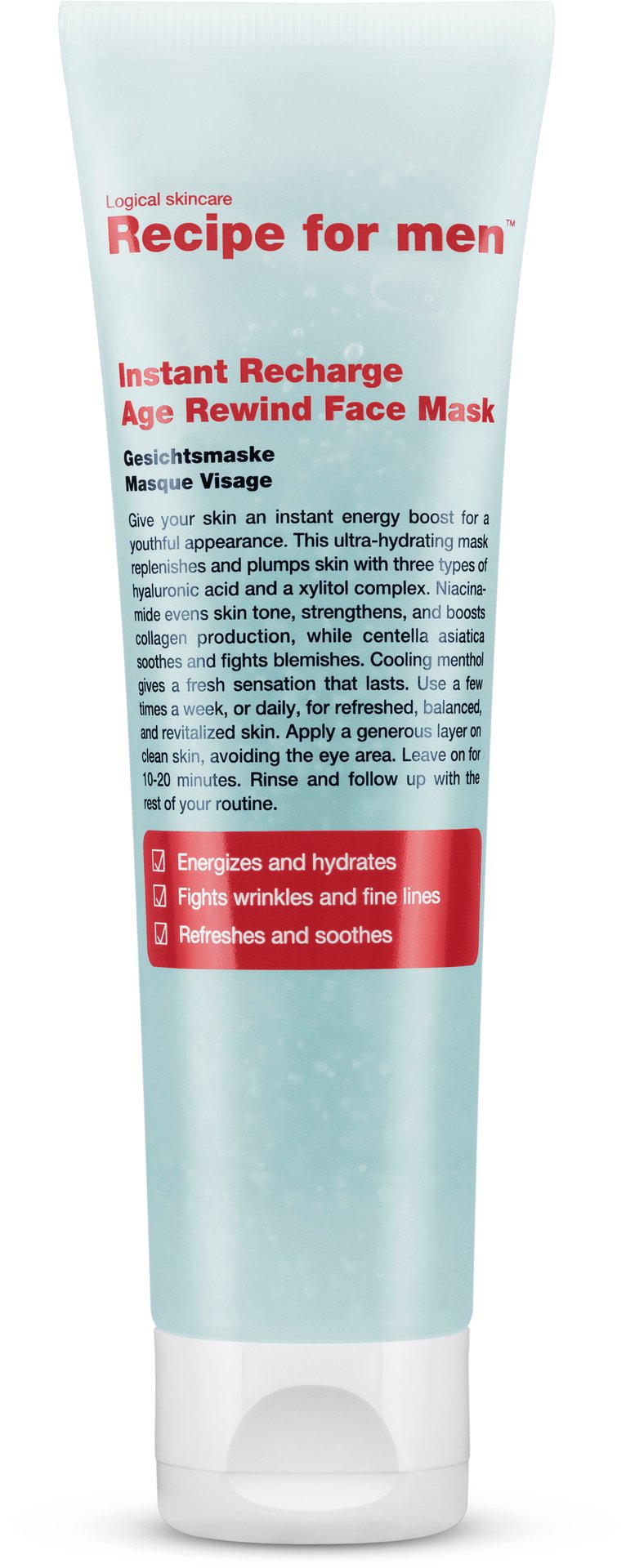 Recipe for men Instant Recharge Age Rewind Face Mask 100 ml