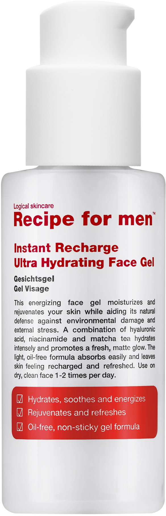 Recipe for men Instant Recharge Ultra Hydrating Face Gel 75ml