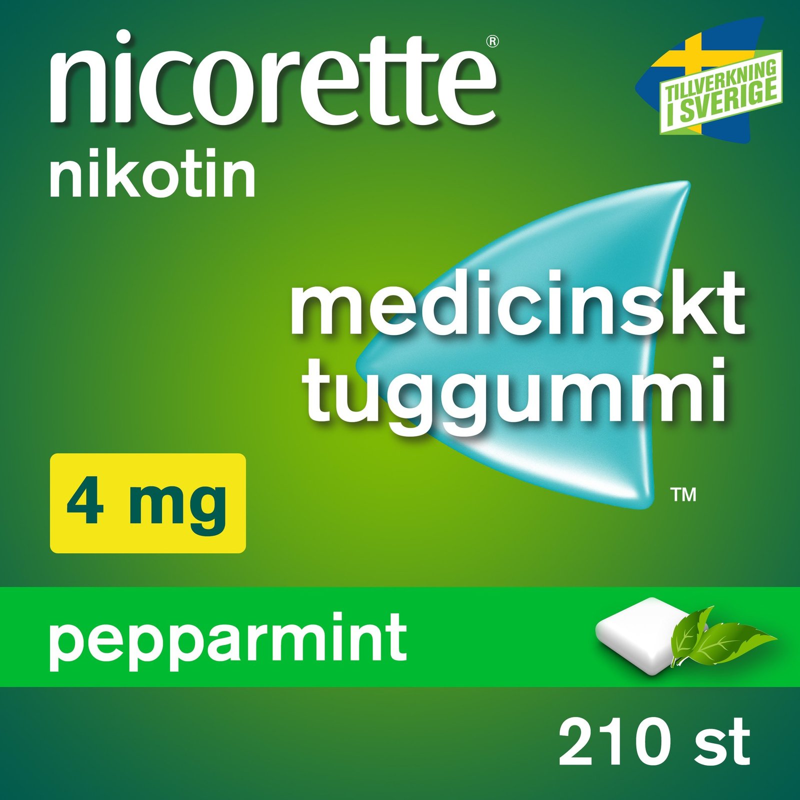 Nicorette Pepparmint Medicinskt Tuggummi 4 mg 210 st