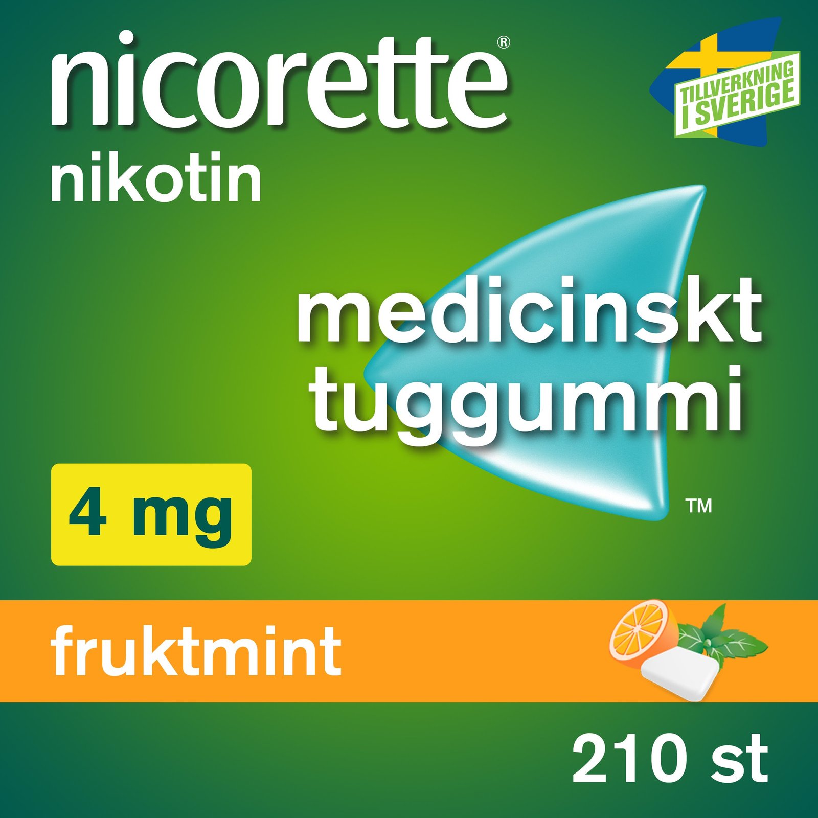 Nicorette Fruktmint Medicinskt Tuggummi 4 mg 210 st