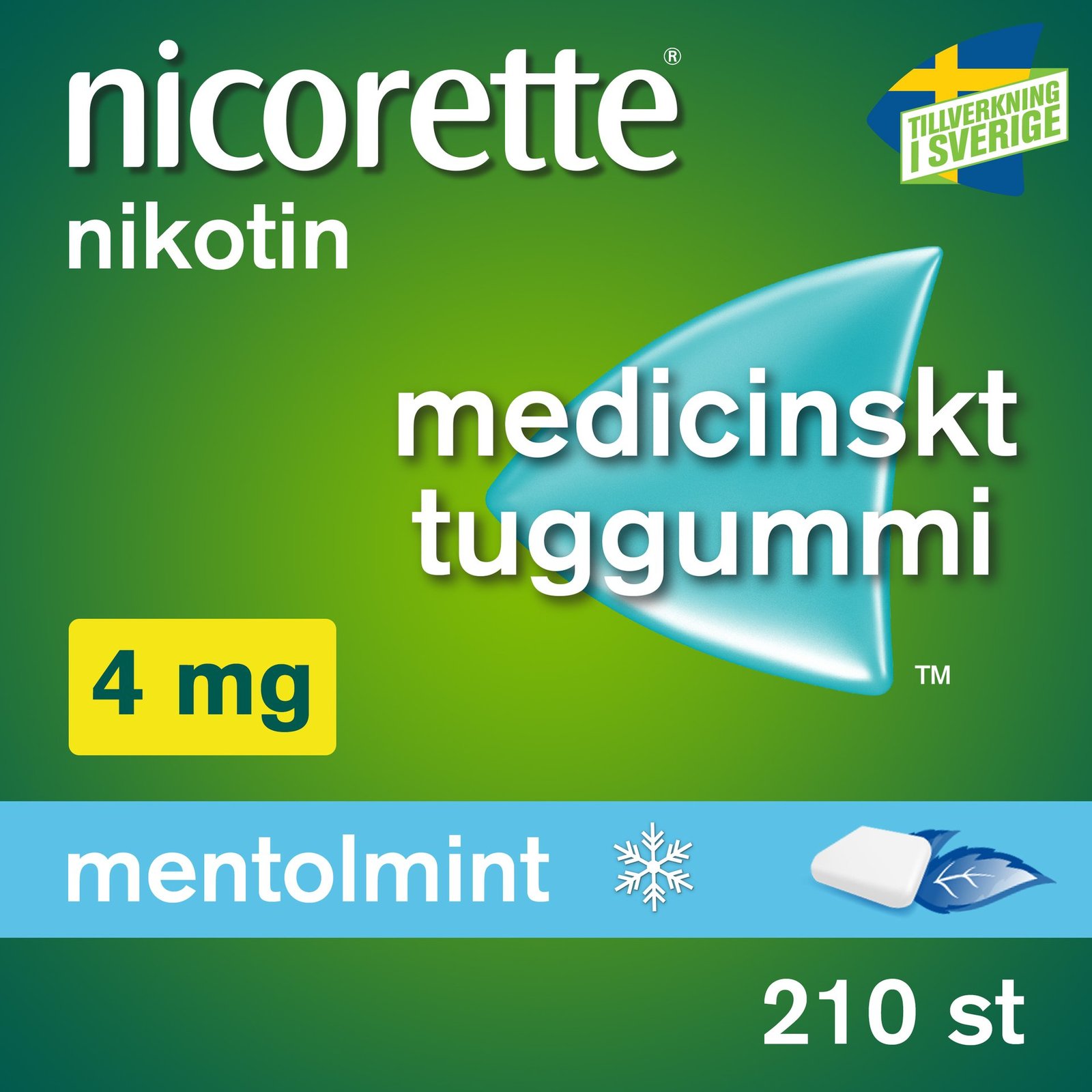 Nicorette Mentolmint Medicinskt Tuggummi 4 mg 210 st