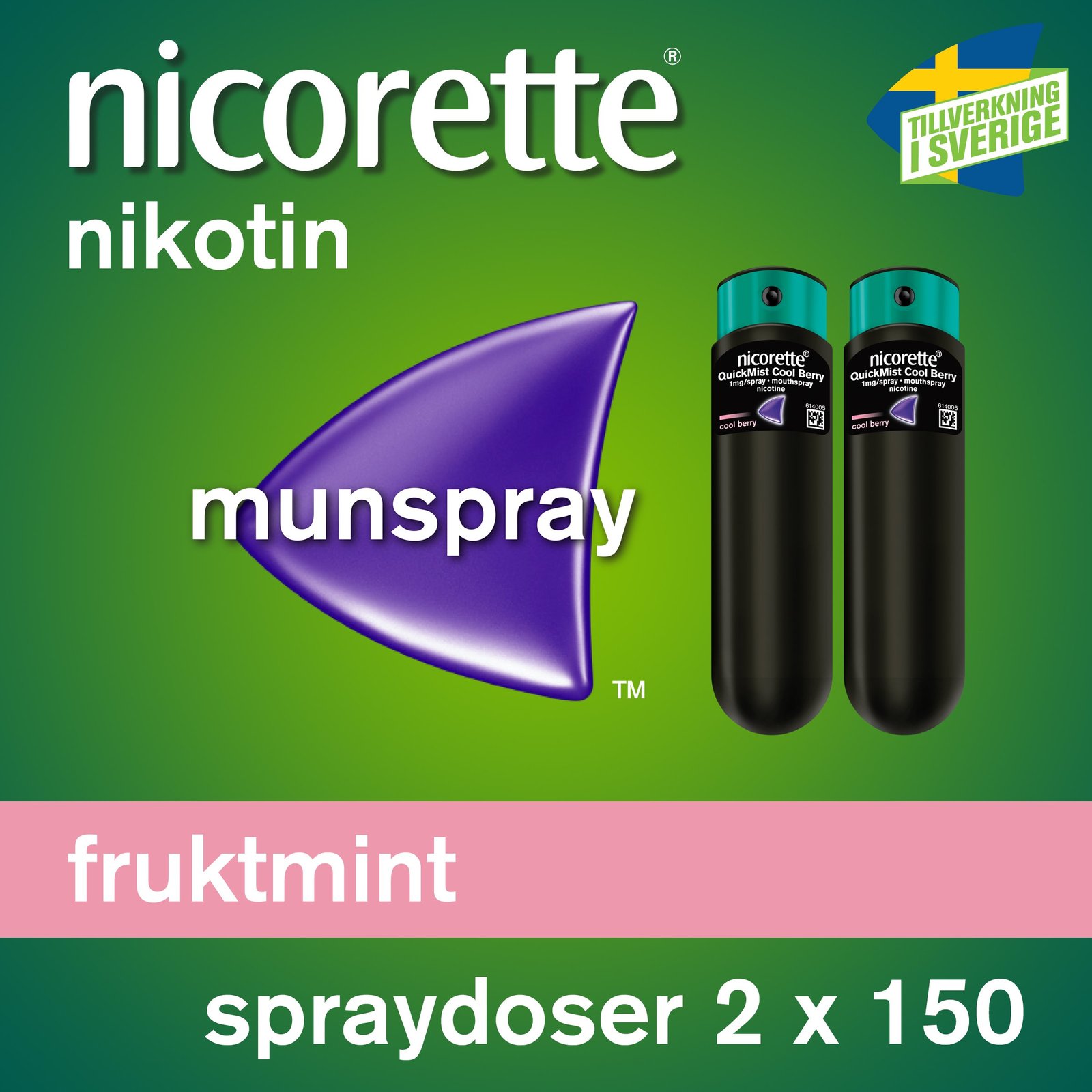 Nicorette Fruktmint Munhålespray 1 mg/spray 2 x 150 spraydoser