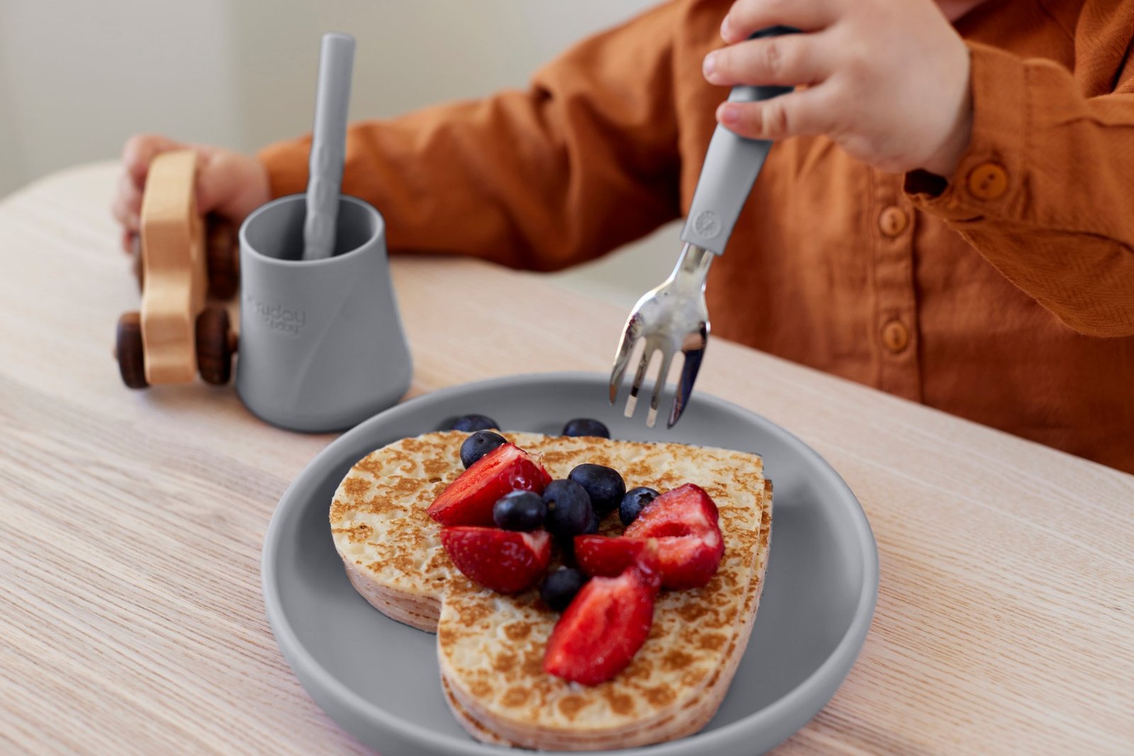 Everyday Baby Bestick Rostfritt Stål & Silikon Quiet Grey