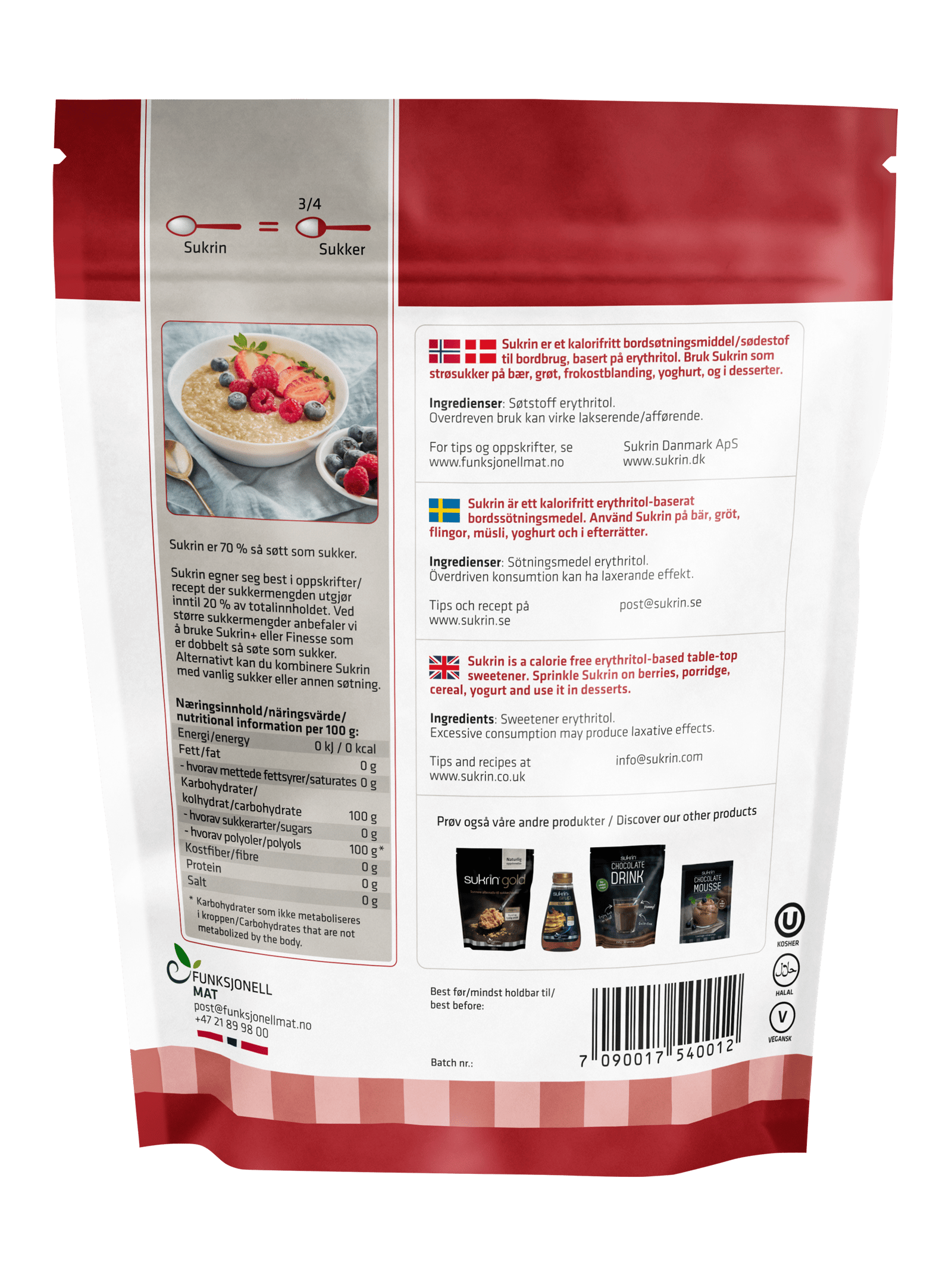 Sukrin Kalorifritt Sötningsmedel 500 g
