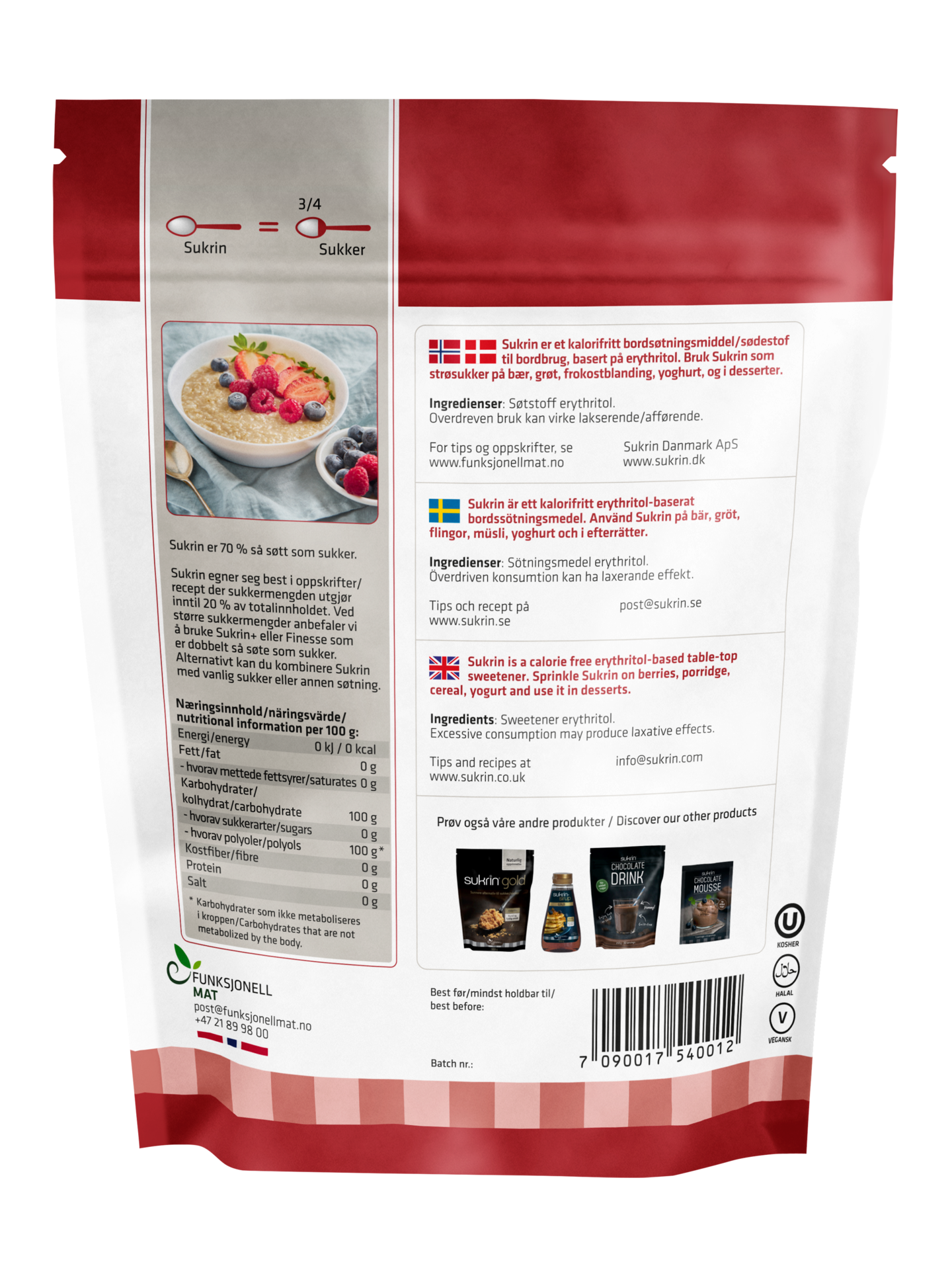 Sukrin Kalorifritt Sötningsmedel 500 g