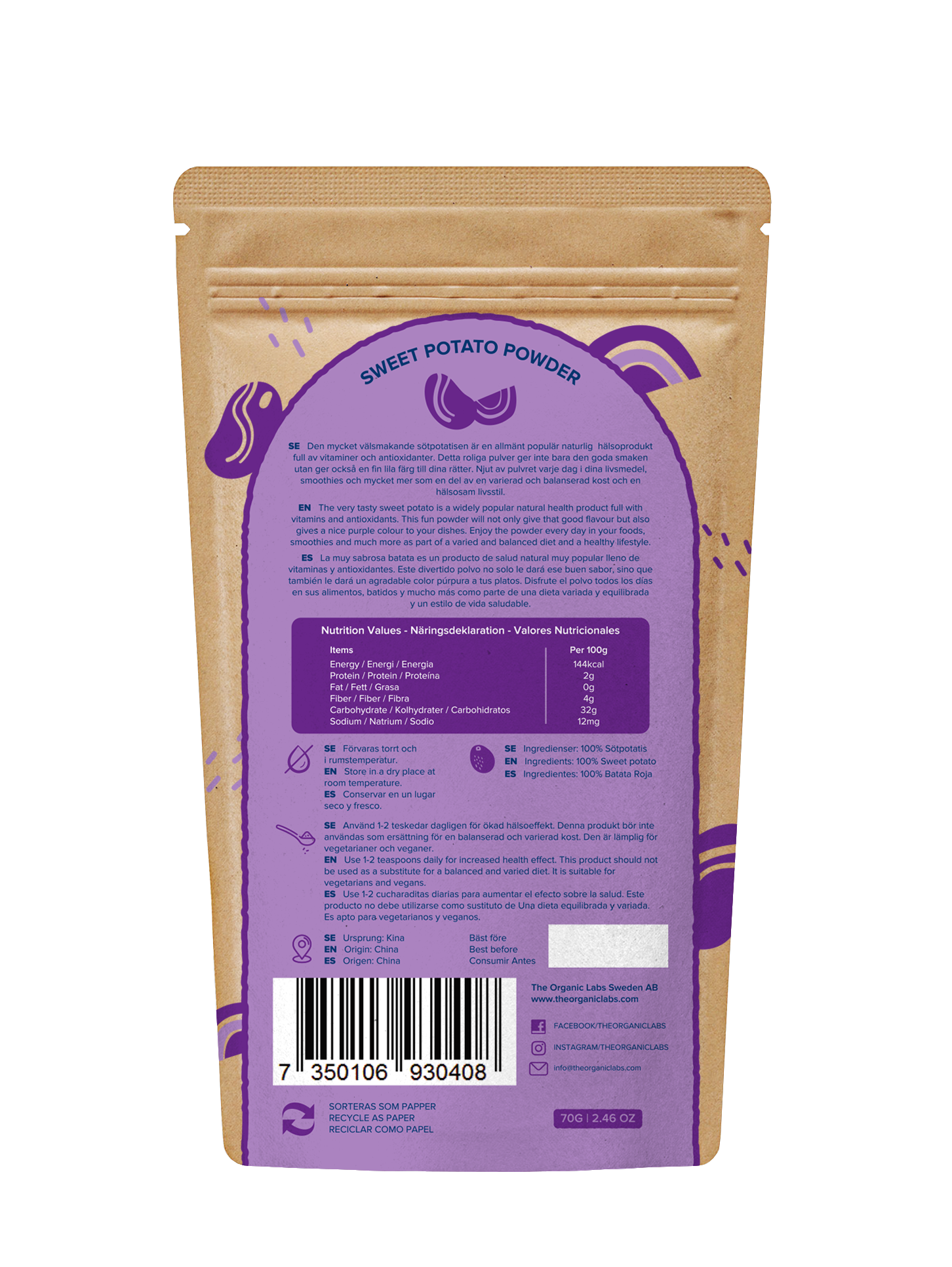 The Organic Labs Purple Sweet Potato pulver 70g
