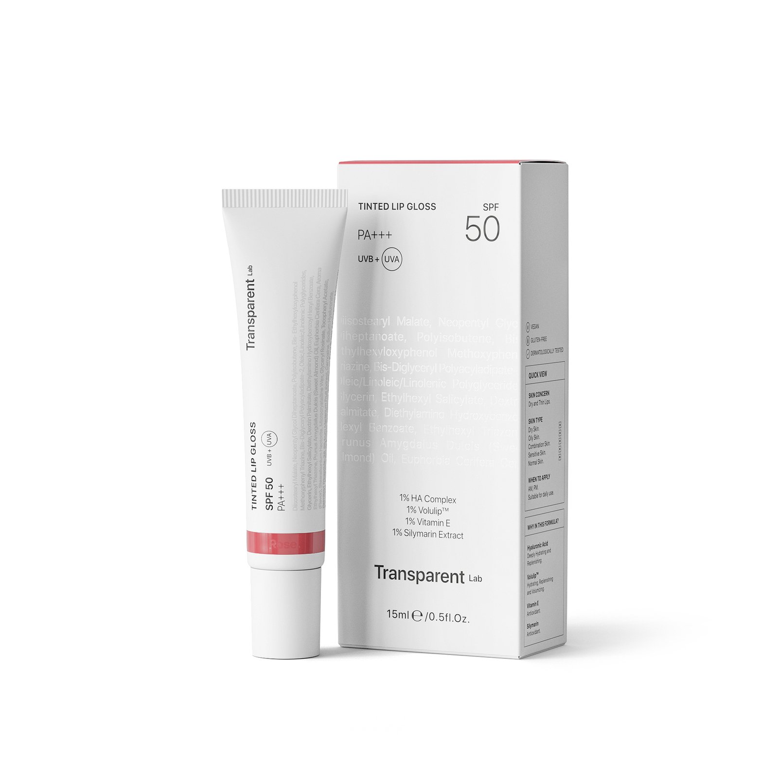 Transparent Lab Tinted Lipgloss Spf 50 Rose 15 ml