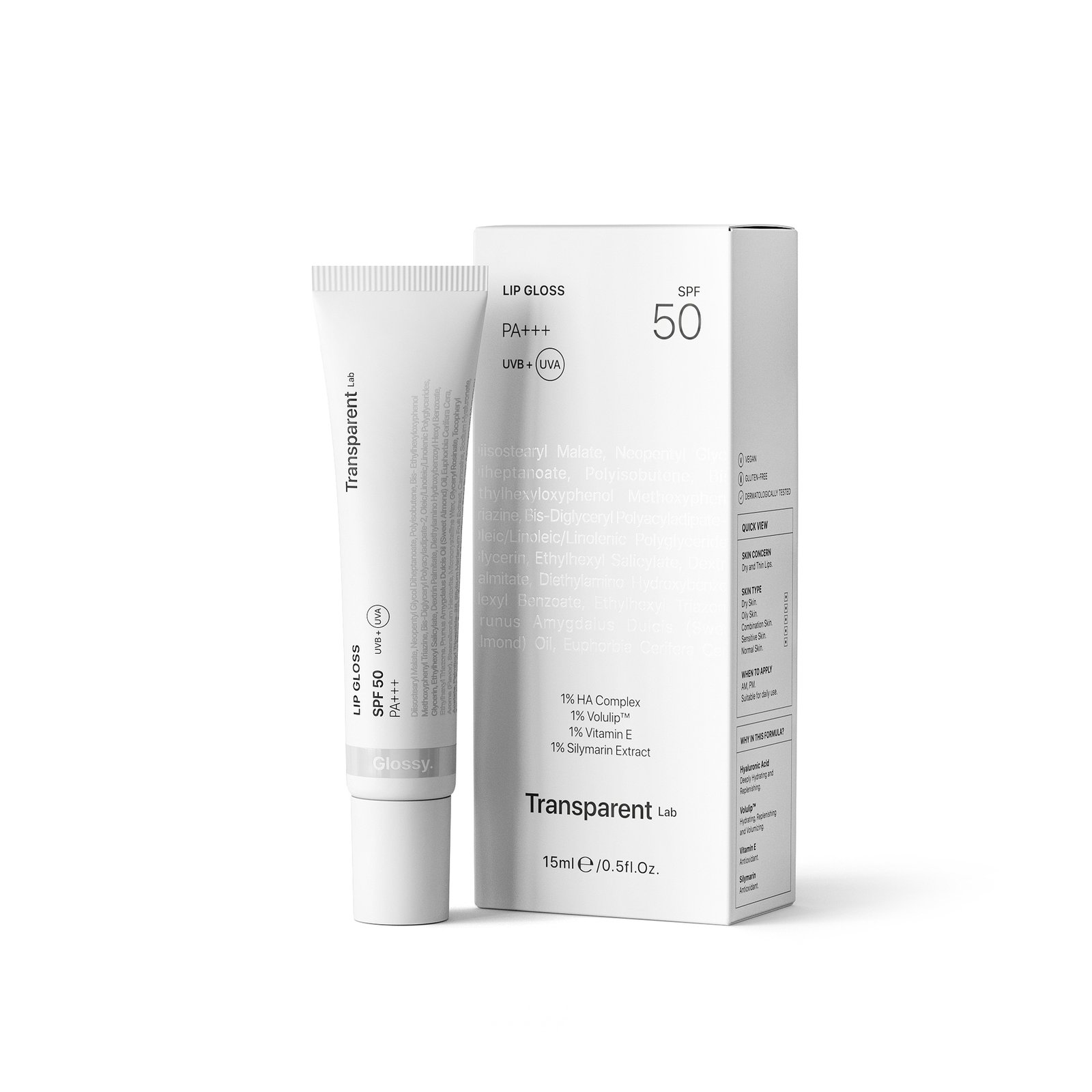 Transparent Lab Lipgloss Spf 50 Glossy 15 ml