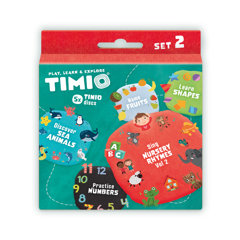 TIMIO Skivset 2 – Siffror, Barnvisor, Havsdjur, Former och Frukter