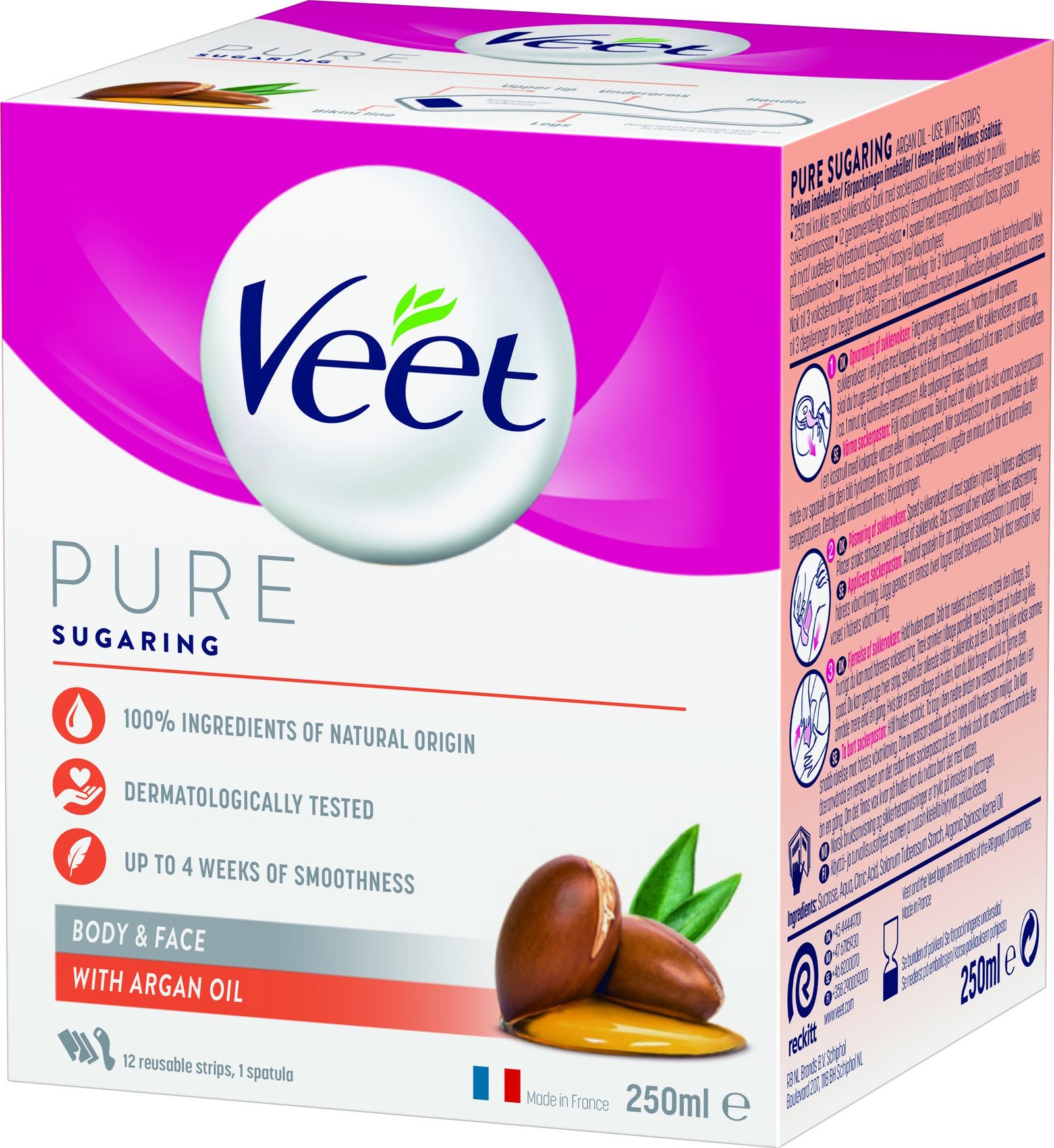 Veet Pure Sugaring Warm Wax Argan Oil Body & Face 250 ml