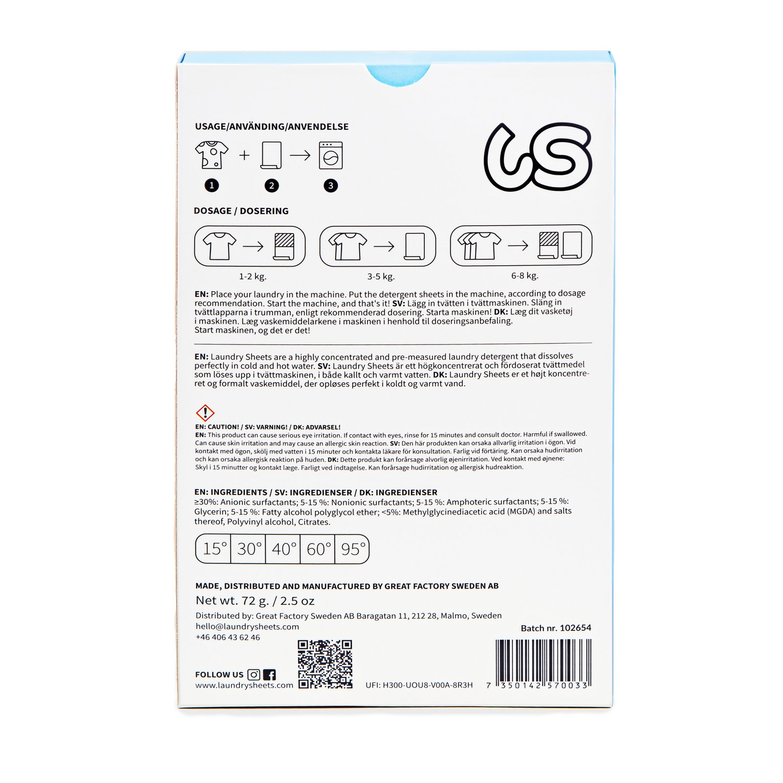 LAUNDRY SHEETS Tvättmedel Ocean Breeze 30 st