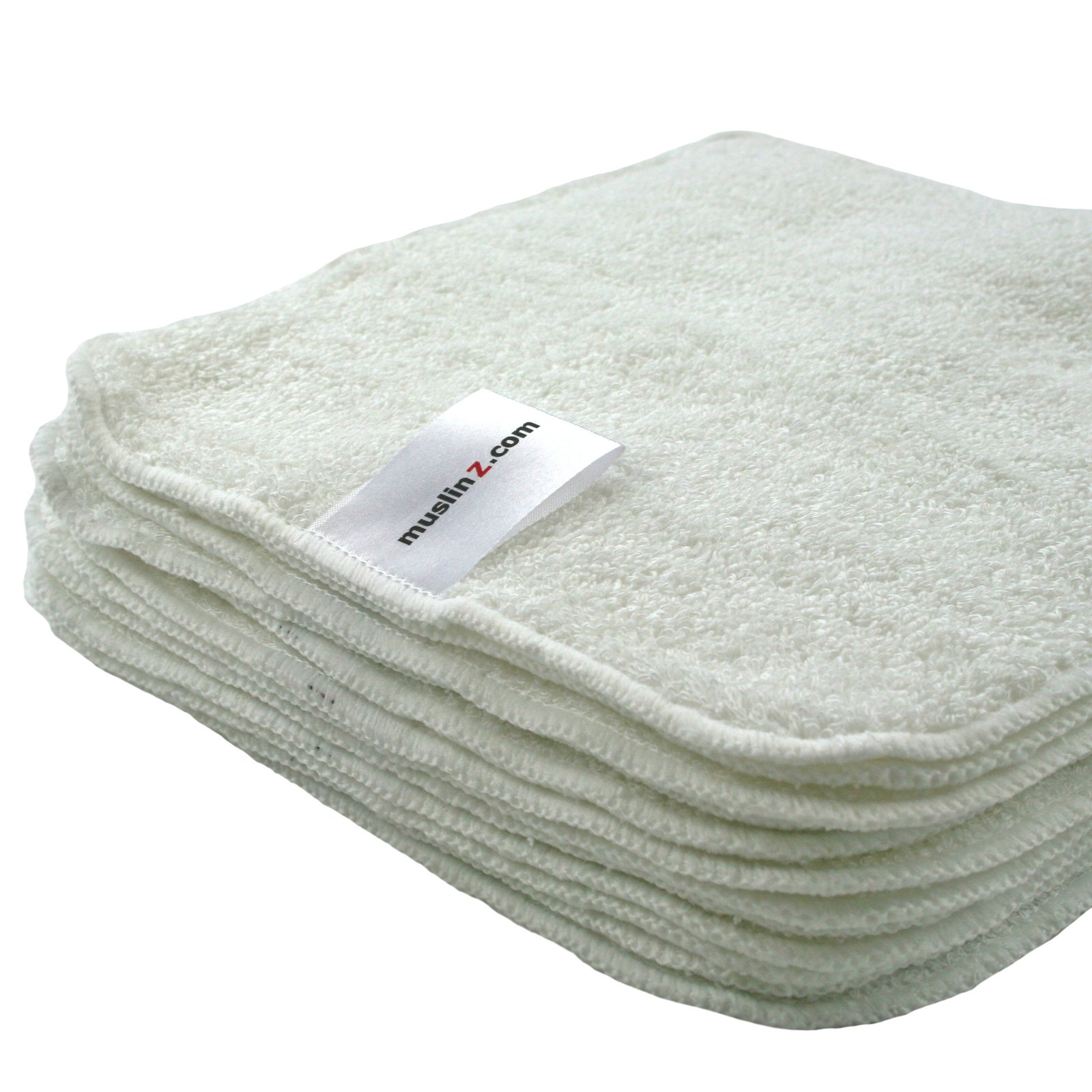MuslinZ Bamboo Cotton Terry Wipes White 12 st