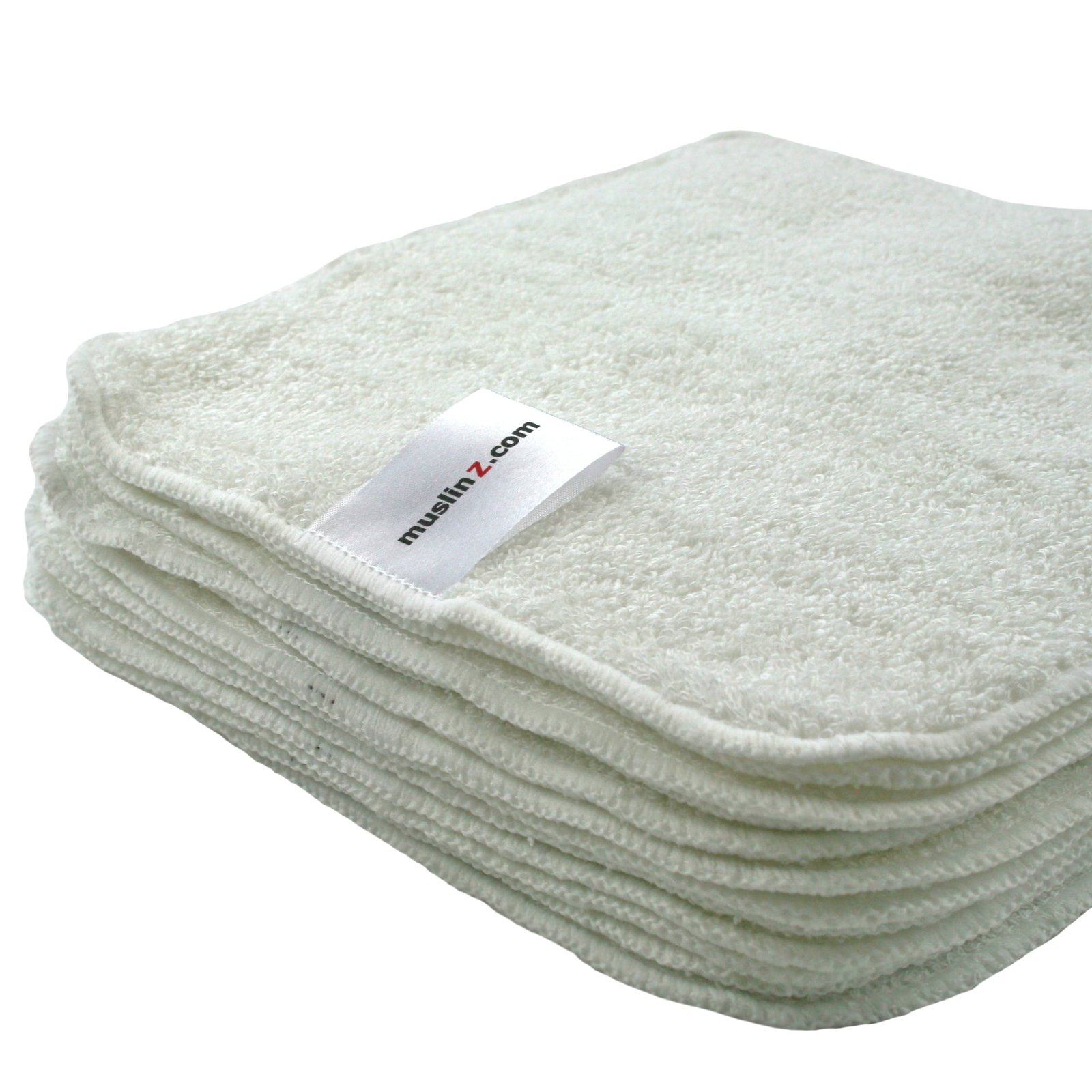 MuslinZ Bamboo Cotton Terry Wipes White 12 st