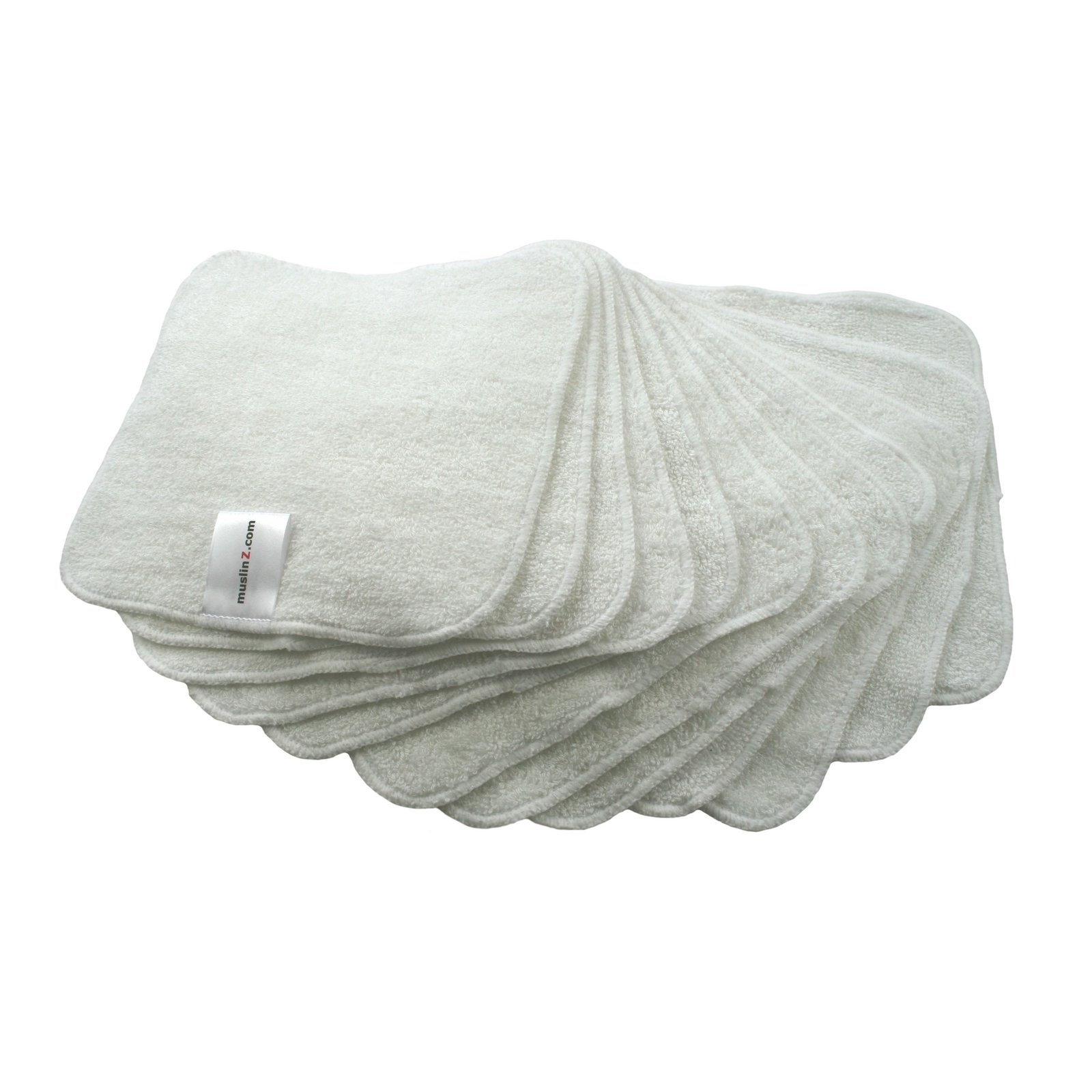 MuslinZ Bamboo Cotton Terry Wipes White 12 st