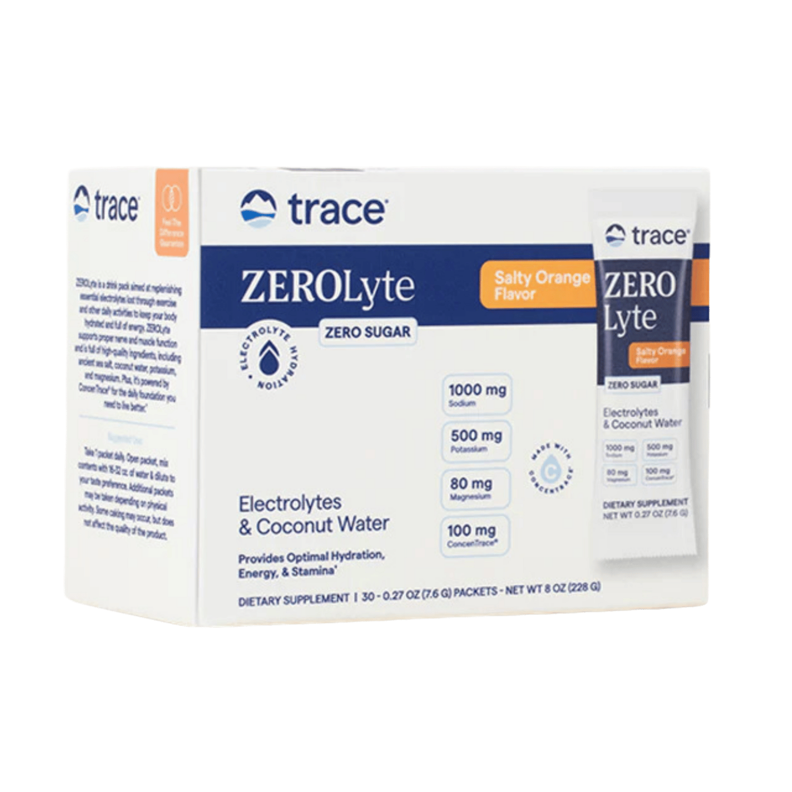 Trace Minerals ZEROLyte Electrolyte Drink Mix Salty Orange 30 st