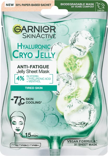 Garnier Moisture Bomb Gesichtsmaske – Mit Hyaluron & Grüntee, Für 24h Feuchtigkeit
