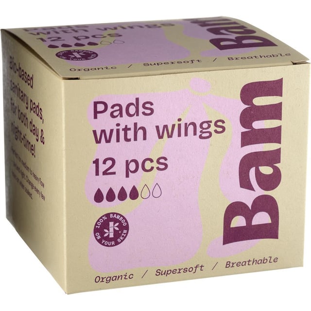 BAM Organic Bamboo Period Pads 12-pack