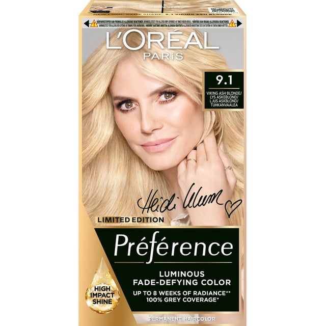 L'Oréal Paris Préférence Permanent Hårfärg för normalt hår 9.1 Viking Ash Blonde 1 pc