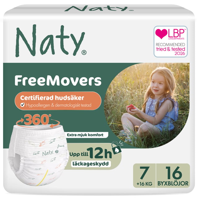 Naty Byxblöjor FreeMovers strlk 7, 16 st