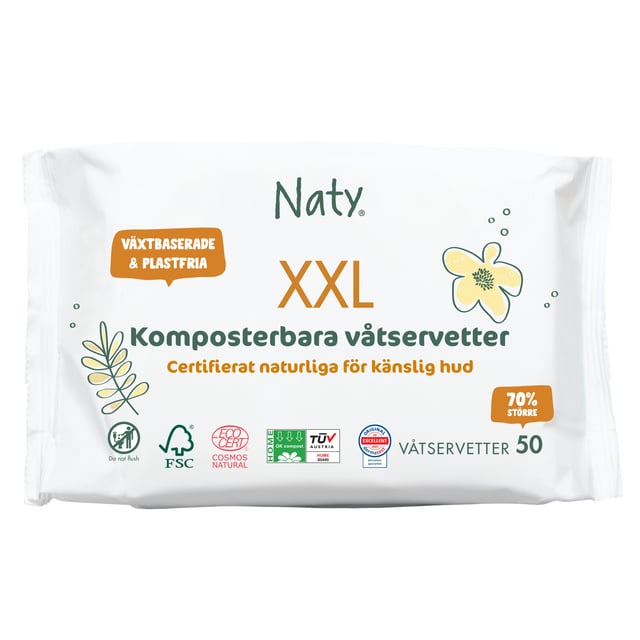 Naty Våtservetter XXL Komposterbara 50 st