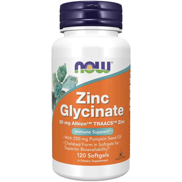 Now Zink Glycinate 30 mg 120 softgels