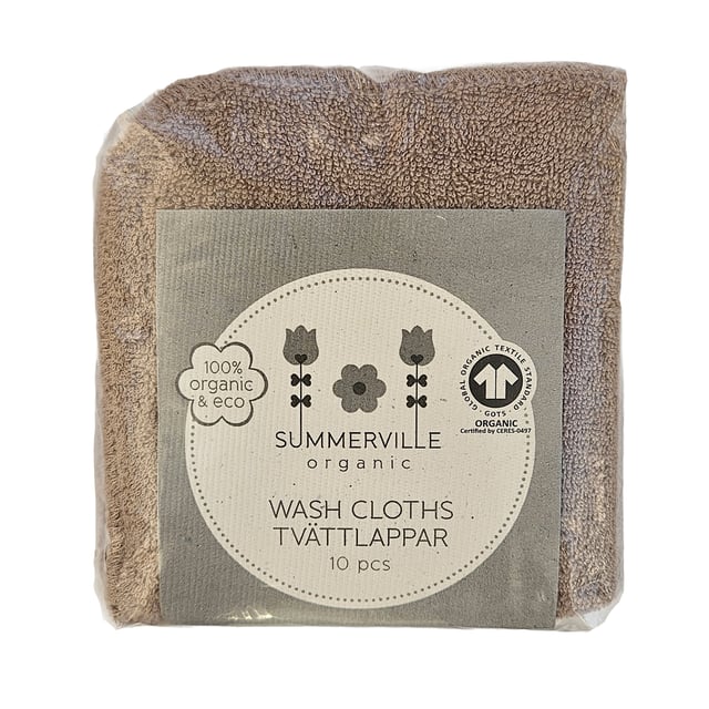 Summerville Tvättlappar Warm taupe GOTS 10-pack