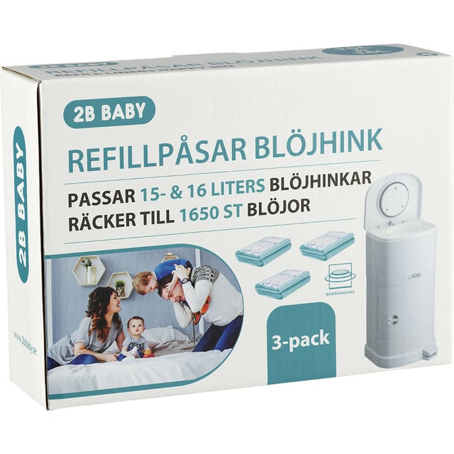 2B Baby Refillpåsar För Blöjhink 15 och 16 liter 3-pack