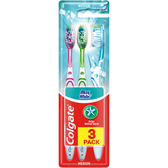 Colgate Max White Tandborstar Medium 3-pack - Olika färger