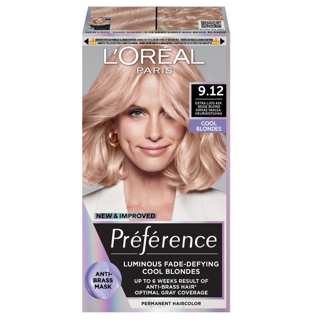 L'Oréal Paris Préférence Cool Blondes Permanent Hårfärg för normalt hår 9.12 Siberia 1 st