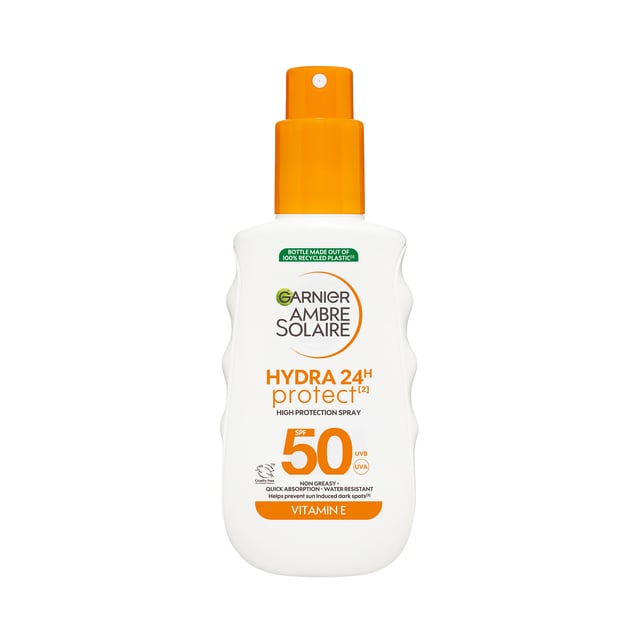 Garnier Ambre Solaire Hydra 24H Protect Solskyddsspray SPF50 för normal hud · 150 ml