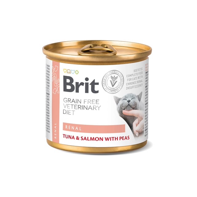 Produktfoto för Brit Veterinary Diet Cat Renal Grain Free Tuna, Salmon & Pea 200 g