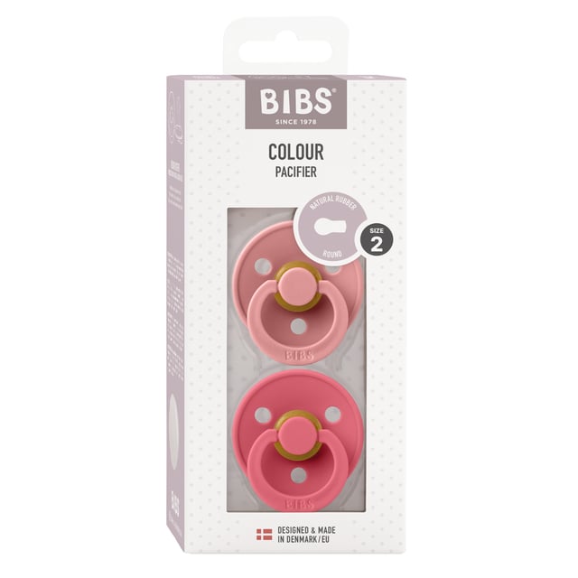 BIBS Colour Latex Size 2 Round Dusty Pink/Coral · 2 st