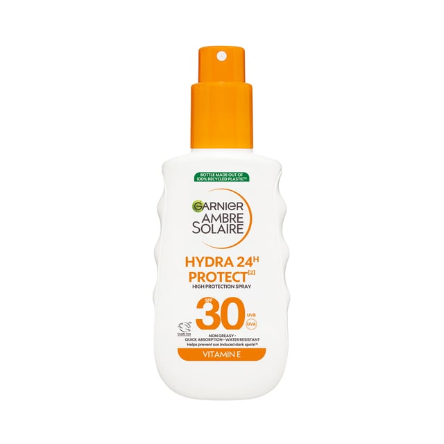 Garnier Ambre Solaire Hydra 24H Protect Solskyddsspray SPF30 för normal hud · 150 ml