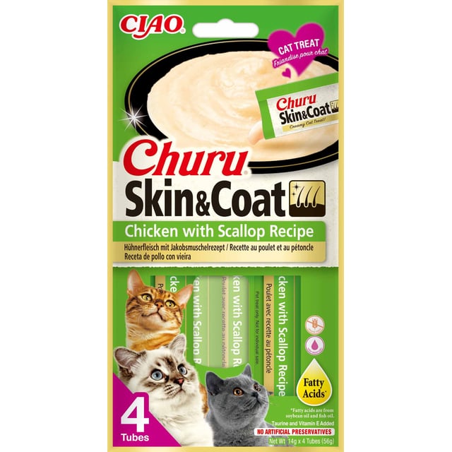 Churu Skin & Coat Chicken & Scallop 4 st
