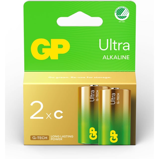 GP Batteries Ultra Alkaline C LR14 Svanenmärkt 2 st